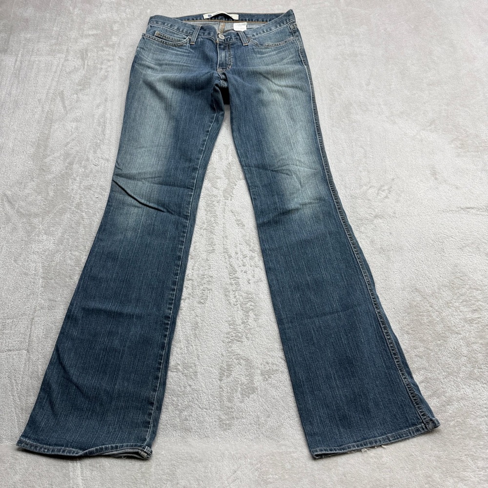 Vintage Gap Ultra Low Rise Jeans Women 8 Long Blue Flare Stretch Y2K 2000s Denim